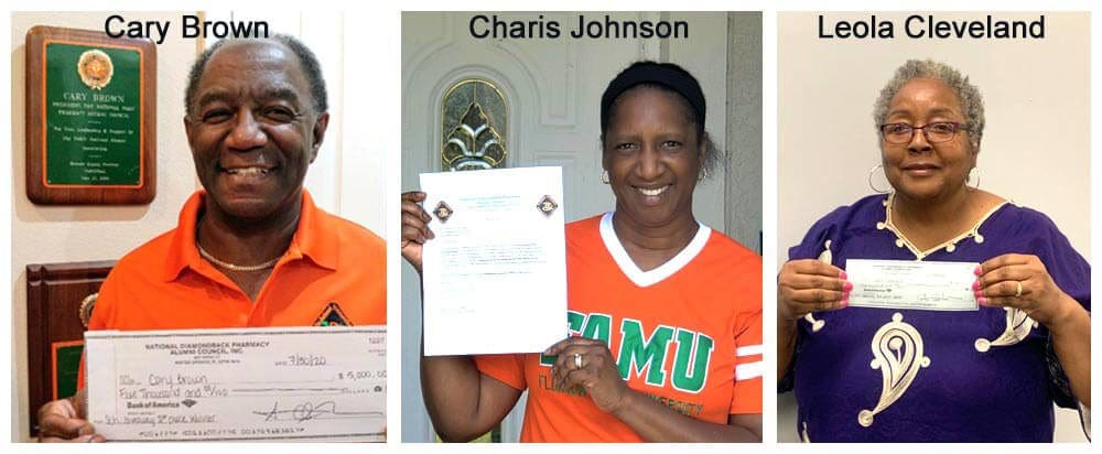 Winners of the Scholarship Give-away Drawing (Cary Brown, Charis Johnson, Leola Cleveland)